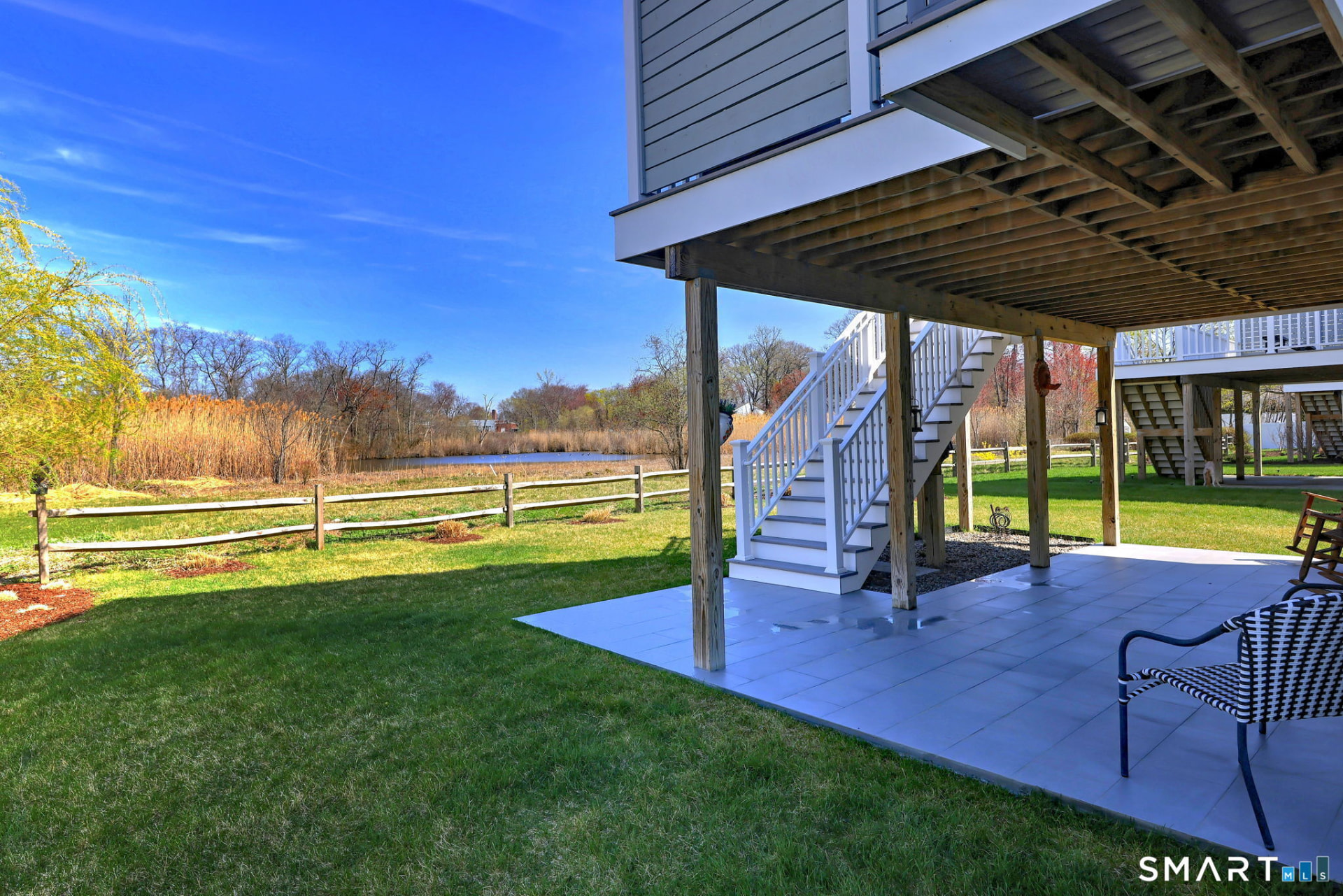 Patio and yard toward the pond